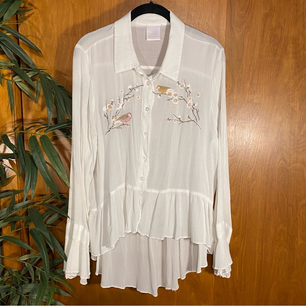 Lauren Conrad Sheer White High Low Top XXL